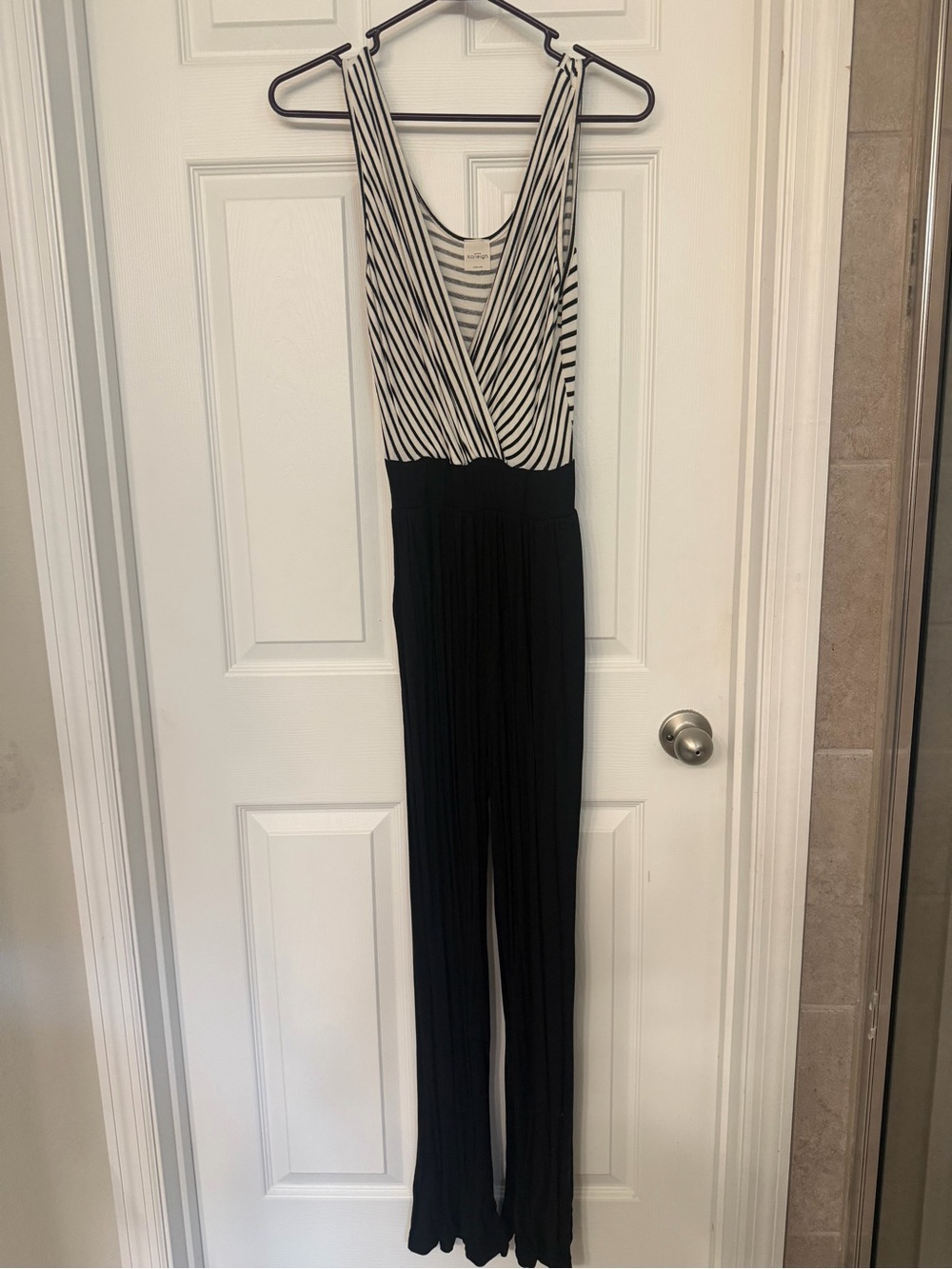 Striped Black & White Kayleigh Sleeveless Jumpsuit